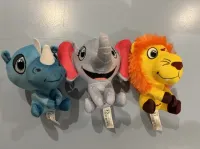 Lidl safari mini’s 3 kleine knuffels neushoorn leeuw  olifant 