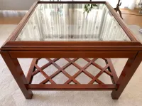 Salontafel - kersenhout en glasplaat
