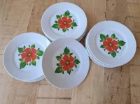Set van 12 vintage borden met bloemmotief